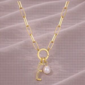 E Initial Gold Chain Necklace